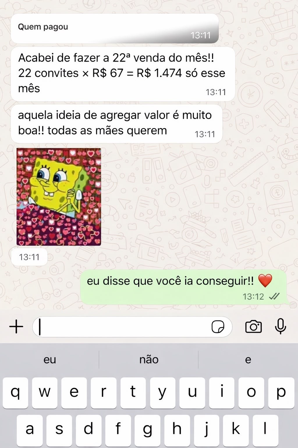 Relato real de vinte e duas vendas de convites no mês